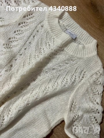 Бял пуловер , снимка 2 - Блузи с дълъг ръкав и пуловери - 51933445