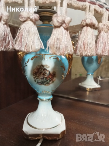 Красива порцеланова нощна лампа , снимка 2 - Антикварни и старинни предмети - 52570150