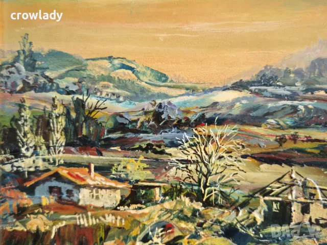 Георги Пиринджиев 1945-2019 Край мелницата ранна творба 1988г., снимка 4 - Картини - 47874638