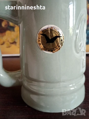  РЕДКАЖ Порцелан керамика стара халба халби чаша / бира ЗАГОРКА стари бирени чаши , снимка 5 - Антикварни и старинни предмети - 50590831