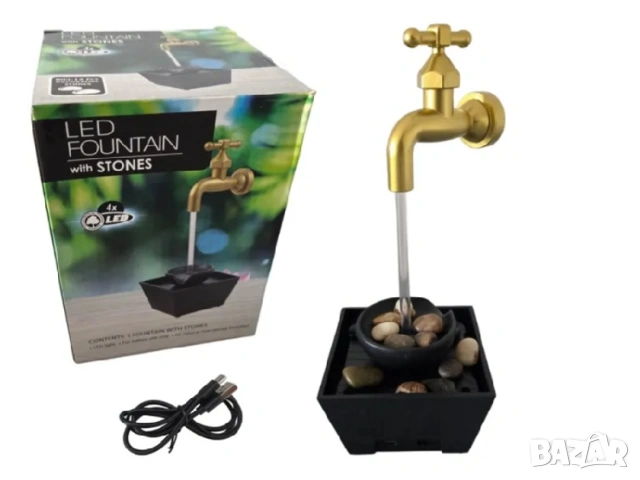 LED фонтан плаваща чешма 29 см – уникална декорация с вода и светлина, снимка 2 - Декорация за дома - 54083148