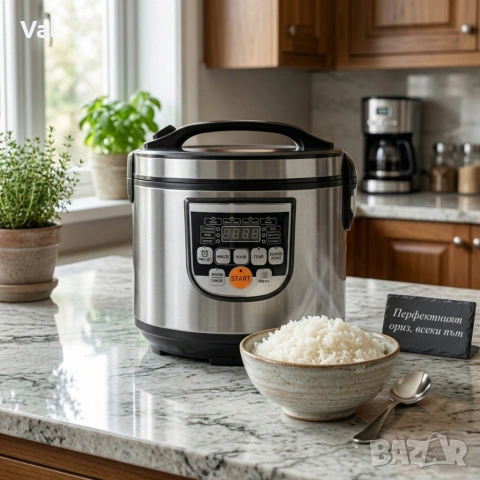 Оризоварка Cheffinger CF-RC5.0, 5L, 900W – XXL капацитет, таймер, инокс капак, снимка 7 - Съдове за готвене - 53976745