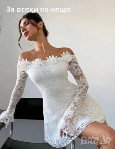 Дамска Рокля От Бяла Дантела Код S398