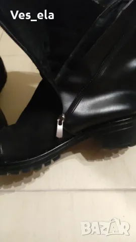 черни кожени ботуши с железни орнаменти , снимка 7 - Дамски ботуши - 48162068