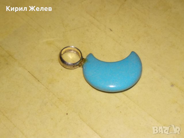 ПОЛУМЕСЕЦ и ЗВЕЗДА РЕТРО АРТ ПЕНДАНТ от СРЕБРО и ВЕНЕЦИАНСКО СТЪКЛО МУРАНО СТАРА РЪЧНА РАБОТА 26827, снимка 4 - Антикварни и старинни предмети - 40524121