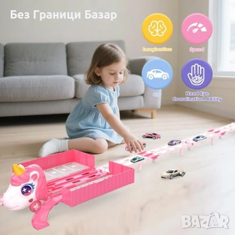 Нов детски Сгъваем камион с писта 160 см 6 колички играчка за деца, снимка 4 - Коли, камиони, мотори, писти - 53876006