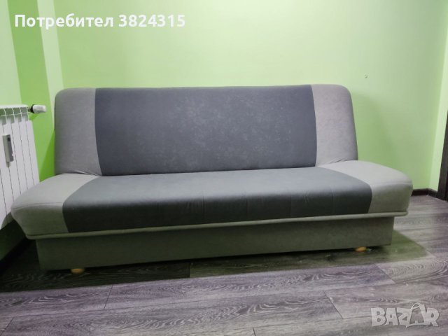 Разтегателен диван HEJLS сив, снимка 3 - Дивани и мека мебел - 42096984
