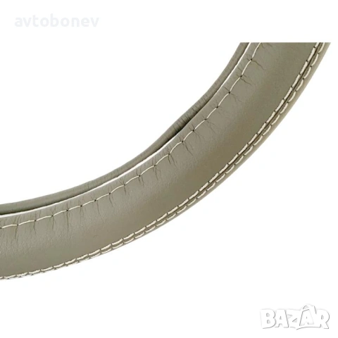 Луксозен кожен калъф за волан в кутия - сив, размер М-38cm, снимка 2 - Аксесоари и консумативи - 54095579