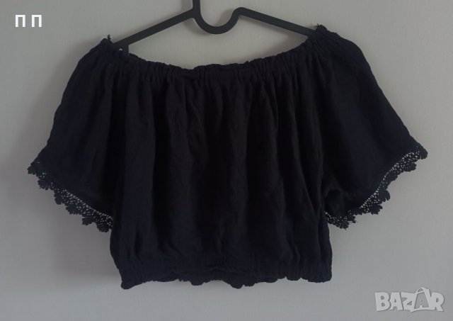 Черна блуза с голи рамене H&M