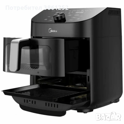 Еър Фрайър 2 в 1 - 11L - Midea MAD1100DADK - С две зони за готвене, 10 програми и 360° , снимка 8 - Фритюрници - 53291403