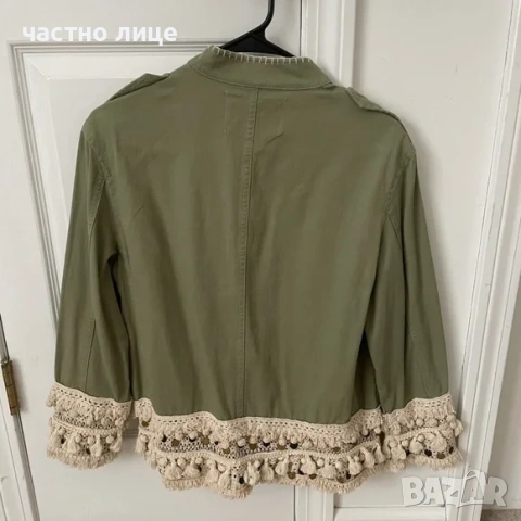 Дамско зелено памучно якенце Zara, снимка 4 - Якета - 54176839