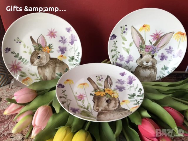 Порцеланови чинии със Зайче, снимка 1 - Чинии - 44340392