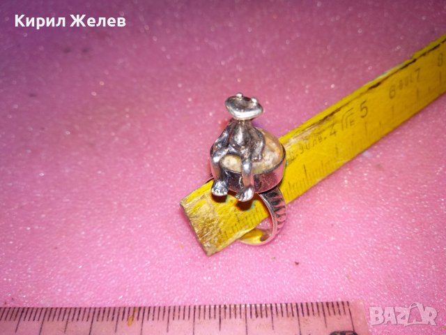СТАРИНЕН СКЪПОЦЕНЕН СРЕБЪРЕН ПРЪСТЕН УНИКАТ Англия ВИСОКА ПРОБА СРЕБРО ЦИТРИН и СРЕБЪРНА ЖАБКА 31210, снимка 11 - Антикварни и старинни предмети - 44315570