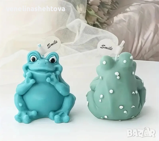 3D 2 модела седнала легнала жаба жабка Силиконов молд форма калъп за свещи гипс сапун смола , снимка 3 - Форми - 49488748