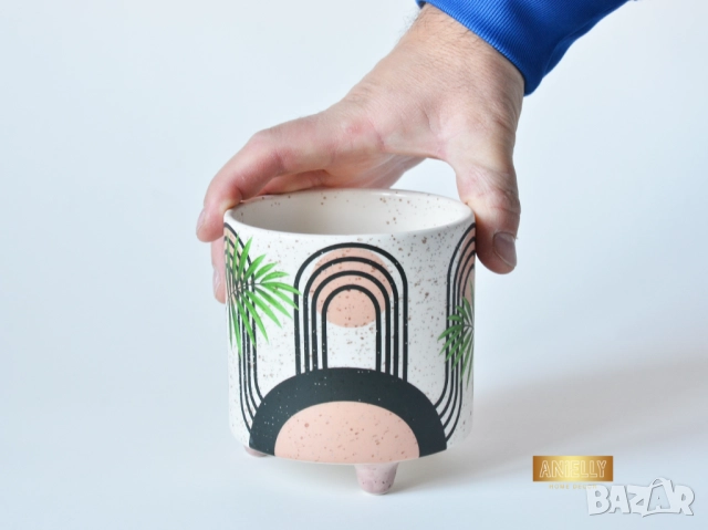 Саксии за Цветя и Сукуленти / Подарък за Нов Дом / Декоративни Керамични Саксии с Абстрактни Шарки, снимка 8 - Саксии и кашпи - 52412158