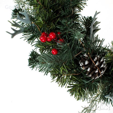 Светещ Коледен венец с шишарки, 50см, снимка 3 - Декорация за дома - 42721022