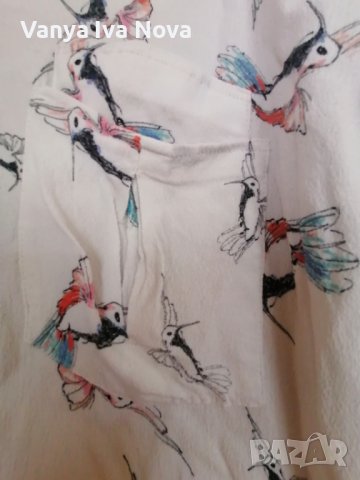 Zara бяла риза на птици, снимка 3 - Ризи - 38010974