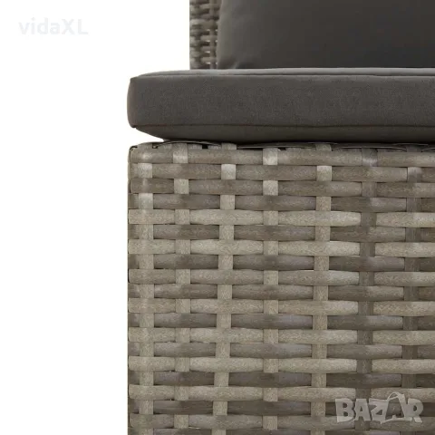 vidaXL 2-местен градински диван с възглавници, сив, полиратан, снимка 7 - Градински мебели, декорация  - 56147276