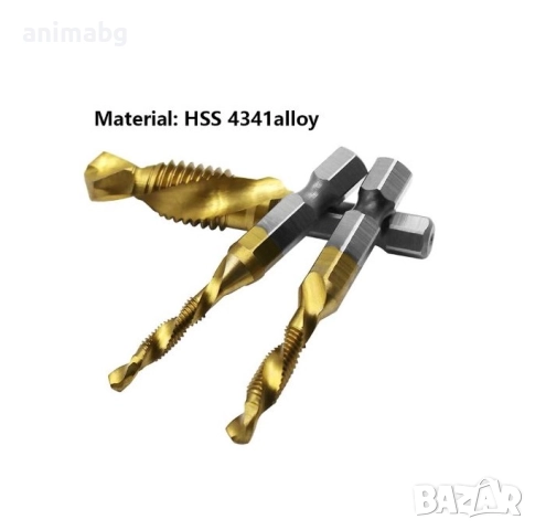 ANIMABG Комплект свредла с шестостенна опашка и титаниево покритие, M3, M4, M5, M6, M8, M10, снимка 5 - Други инструменти - 52558062