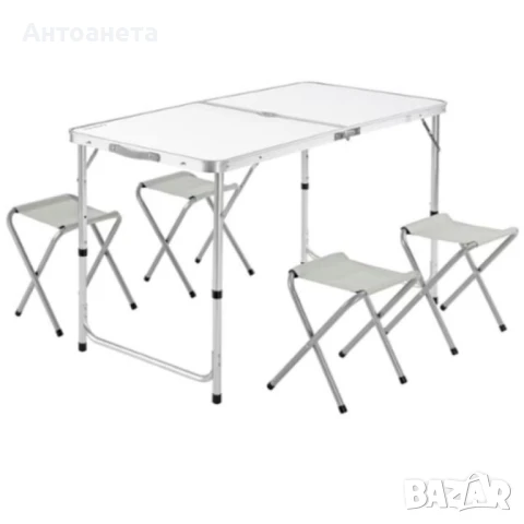 маса алуминиева сгъваема с 4 стола – идеален за къмпинг, двор и почивка, снимка 3 - Маси - 51140140