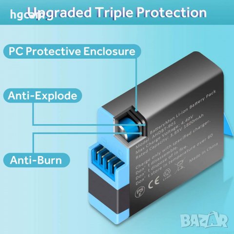 Батерия за GoPro Hero 9/10/11 Black, AHDBT-901, 1800mAh, Li-ion, снимка 3 - Батерии, зарядни - 31742116