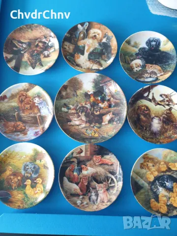 9бр Seltmann/ЗЕЛТМАН Бавария немска колекционерска декоративна порцеланова чиния-картина/животни