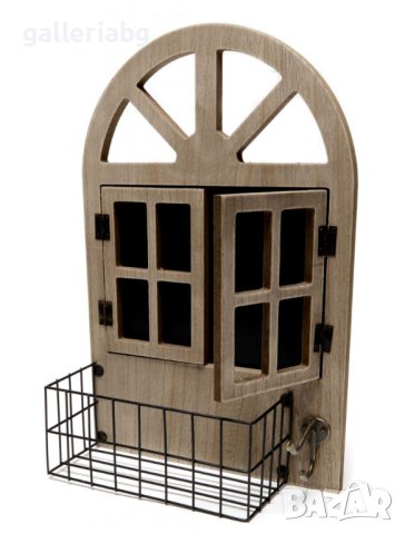 Декоративна закачалка с форма на прозорец с метално кошче, снимка 2 - Декорация за дома - 40439378