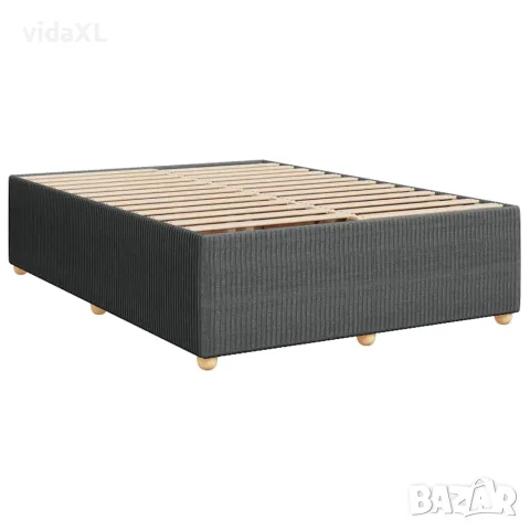vidaXL Боксспринг легло с матрак, тъмносиво, 160x200 см, плат, снимка 8 - Спални и легла - 56146929