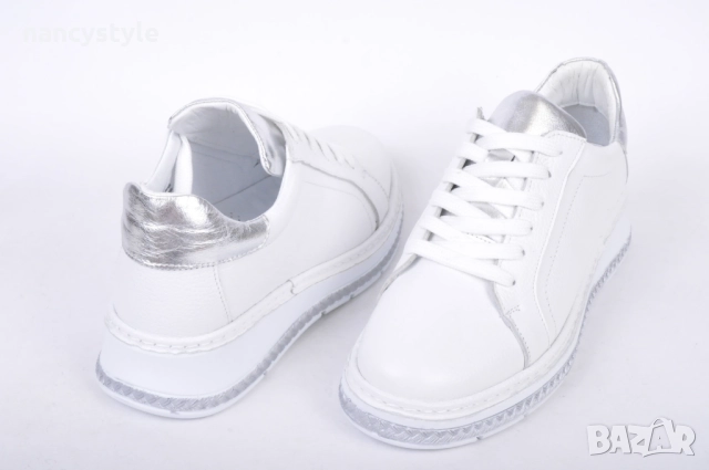 НОВО! Бели спортни обувки с ниска платформа, снимка 3 - Дамски ежедневни обувки - 51688528