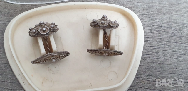 Стари сребърни филигранни бутонели, ръкавели, снимка 5 - Антикварни и старинни предмети - 54189117