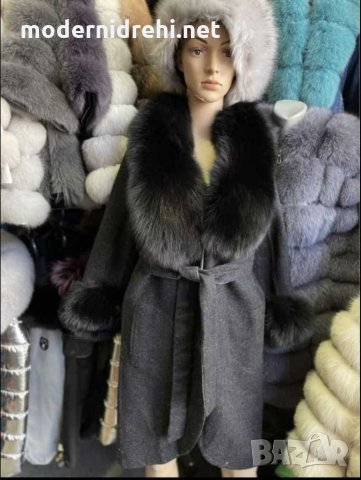 Дамско палто кашмир и естествен косъм , снимка 1 - Палта, манта - 30810472