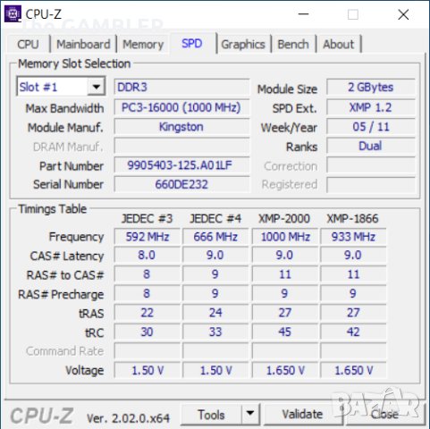 6GB Kingston HyperX (3x2GB) DDR3-2000 KHX2000C9AD3T1K2, снимка 8 - RAM памет - 42024400