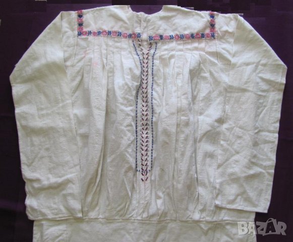 19 век Фолк Арт Женска Памучна Риза за Костюм, снимка 3 - Антикварни и старинни предмети - 35398569