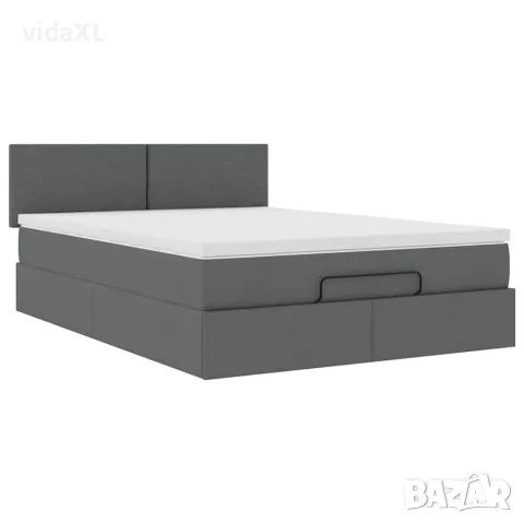 vidaXL Османска легло с матрак и LED, тъмносиво, 140x200 см, плат, снимка 7 - Спални и легла - 56147017