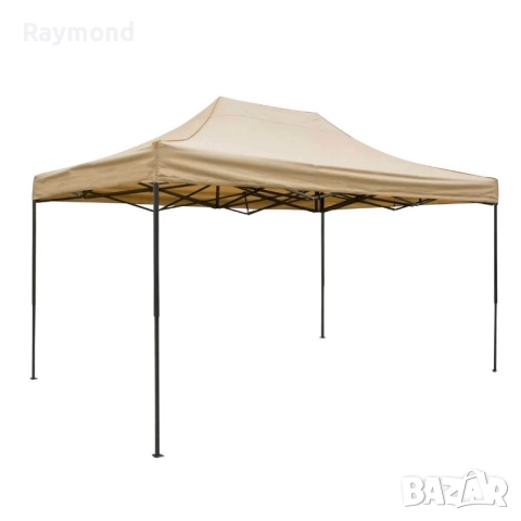 Луксозна шатра KraftWorld 3×4.5 м – премиум бежово платнище, сгъваема конструкция, снимка 3 - Градински мебели, декорация  - 51465689