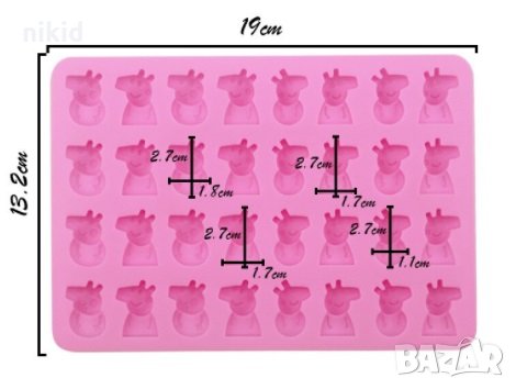 Пепа Пиг peppa pig малки силиконов молд форма желирани бонбони лед фондан шоколад, снимка 2 - Форми - 29960376