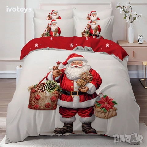 Двулицево коледно спално бельо (Реално изображение), 6 части - Модел WS17144
