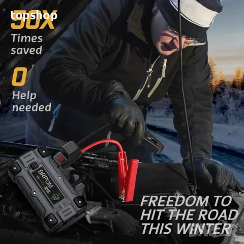 Нов Стартер за кола, 6000A пик 26800mAh бензин или 10L дизело, 12V автоматично зарядно..., снимка 4 - Аксесоари и консумативи - 51637864