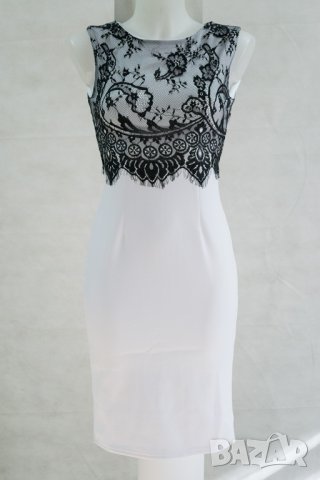 Бяла рокля с черна дантела марка Beauty's Love - S, снимка 2 - Рокли - 38325799