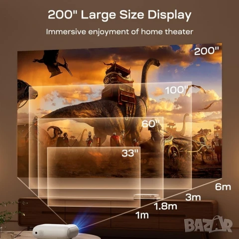 4K WiFi6 YOTON Y9 смарт видео проектор за домашно кино , снимка 3 - Плейъри, домашно кино, прожектори - 51029307