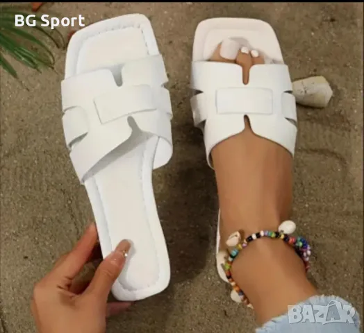 Нови дамски летни ниски бели чехли - размер 40.5/ 41 , снимка 1