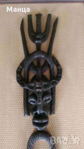 Африканска бронзова маска, снимка 2 - Антикварни и старинни предмети - 30314967