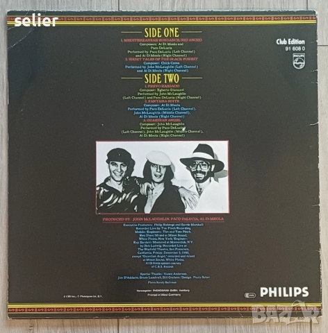 Al Di Meola / John McLaughlin / Paco De Lucia ‎– Friday Night In San Francisco Издание 🇩🇪 GERMANY , снимка 2 - Грамофонни плочи - 52998160