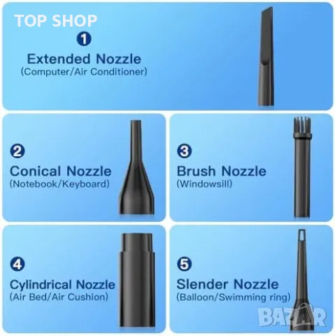 Нова Преносима мощна прахосмукачка без кабел вентилатор за сгъстен въздух Чисти електроника, снимка 5 - Други стоки за дома - 49335182