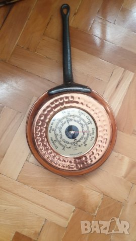 Стар барометър меден тиган, снимка 5 - Антикварни и старинни предмети - 42563567