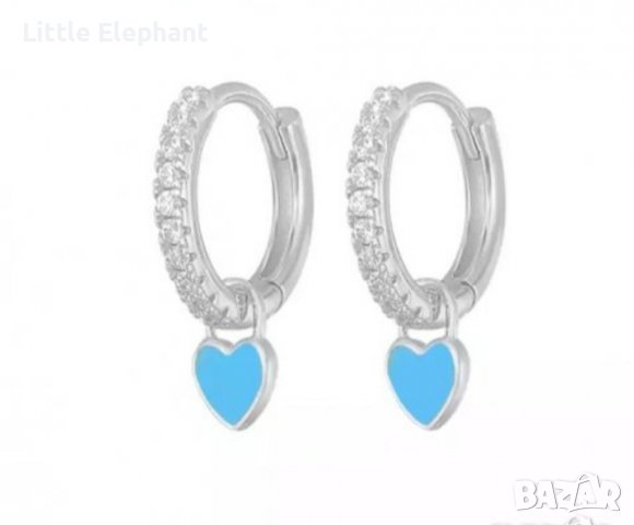 Сребърни висящи обеци "Summer hearts",blue,бранд/нови