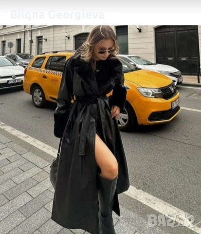 Дамско дълго кожено палто, снимка 2 - Палта, манта - 53191221