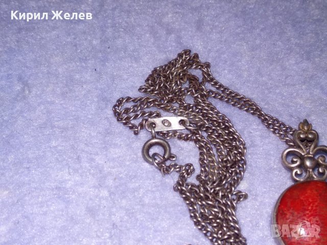 АВТОРСКО СРЕБЪРНО АР ДЕКО КОЛИЕ СРЕБРО 925 Част От КОМПЛЕКТ с ШЛИФОВАН НАТУРАЛЕН ЧЕРВЕН КОРАЛ 34618, снимка 15 - Колиета, медальони, синджири - 39569186