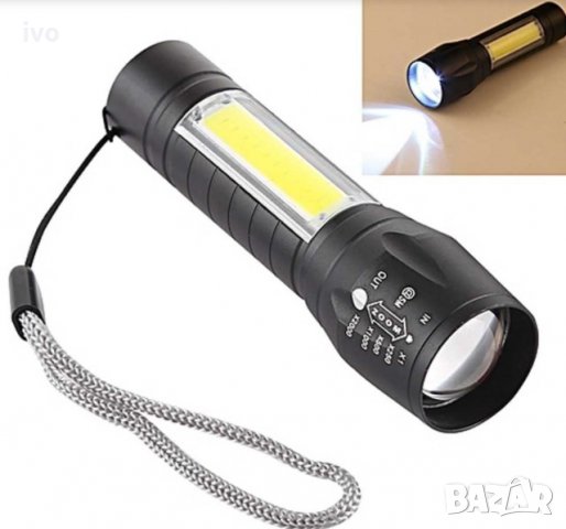 Фенер с COB LED светлина 3 режима на работа , USB зареждане + кутийка, снимка 3 - Къмпинг осветление - 33913910