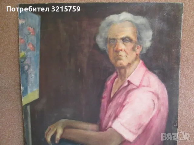 Картина масло, картон, портрет на Богомил Райнов, 90х73см, снимка 9 - Картини - 47822019